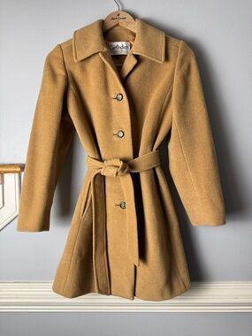 Vintage Garfinckels Women's Camel Belted Wool Trench Coat. Union